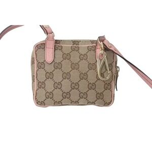 Gucci Beige Brown Pink Tan Bag Leather Canvas GG Shoulder